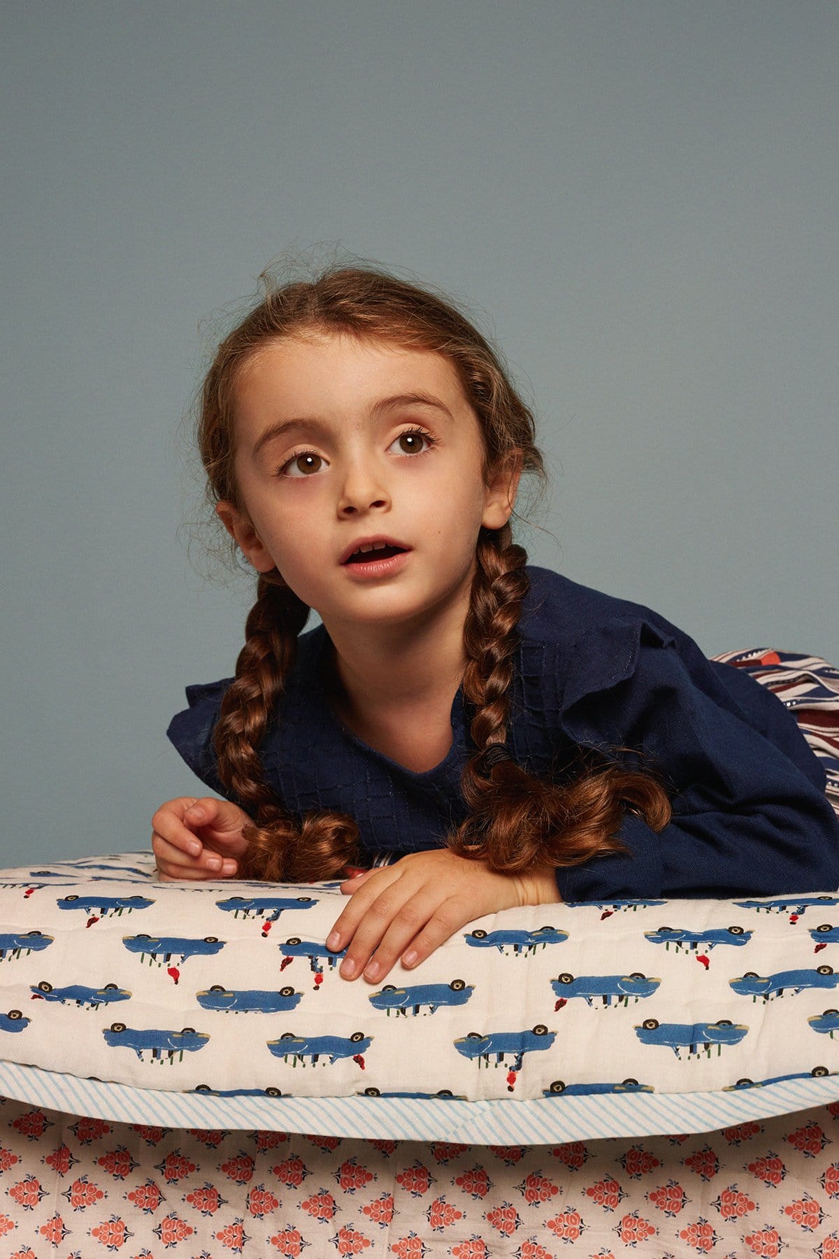 Reversible Quilted Bed Cover - Blue Car