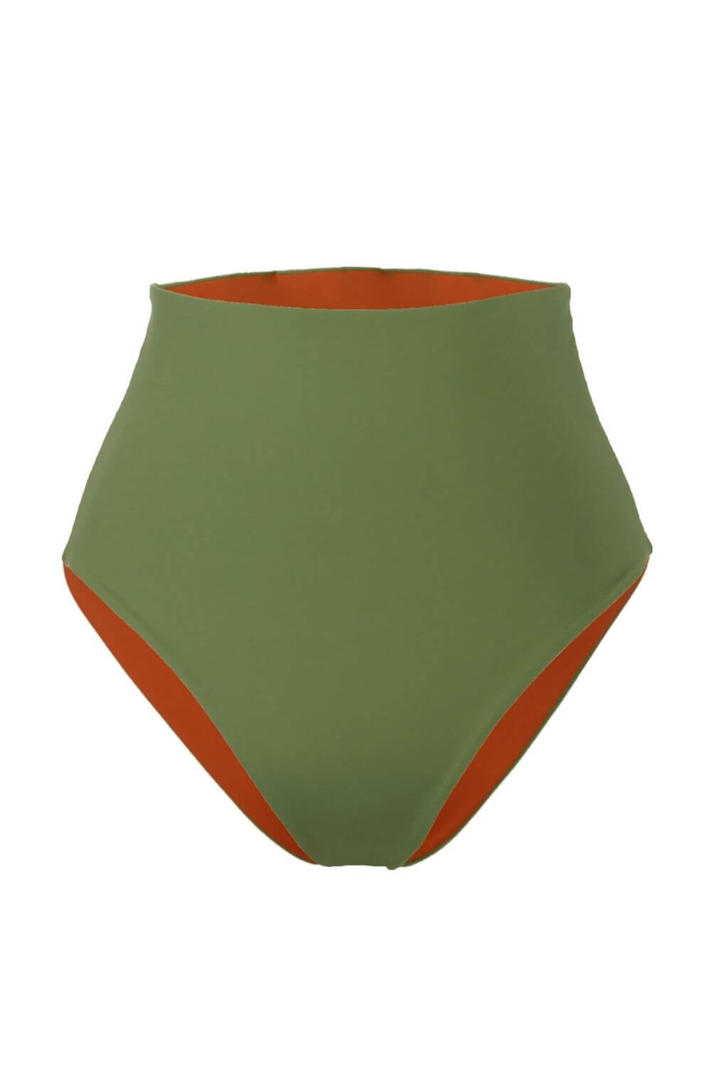 Val Reversible High Waist Bikini Bottom - Green/Pumpkin