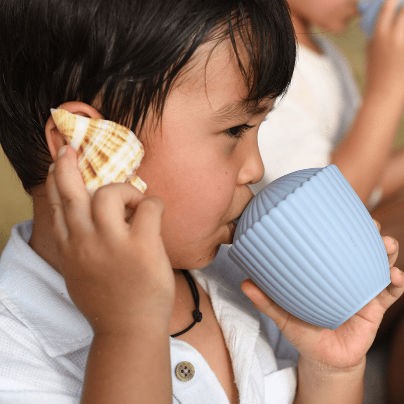 Seashell Cup with Lid - Blue
