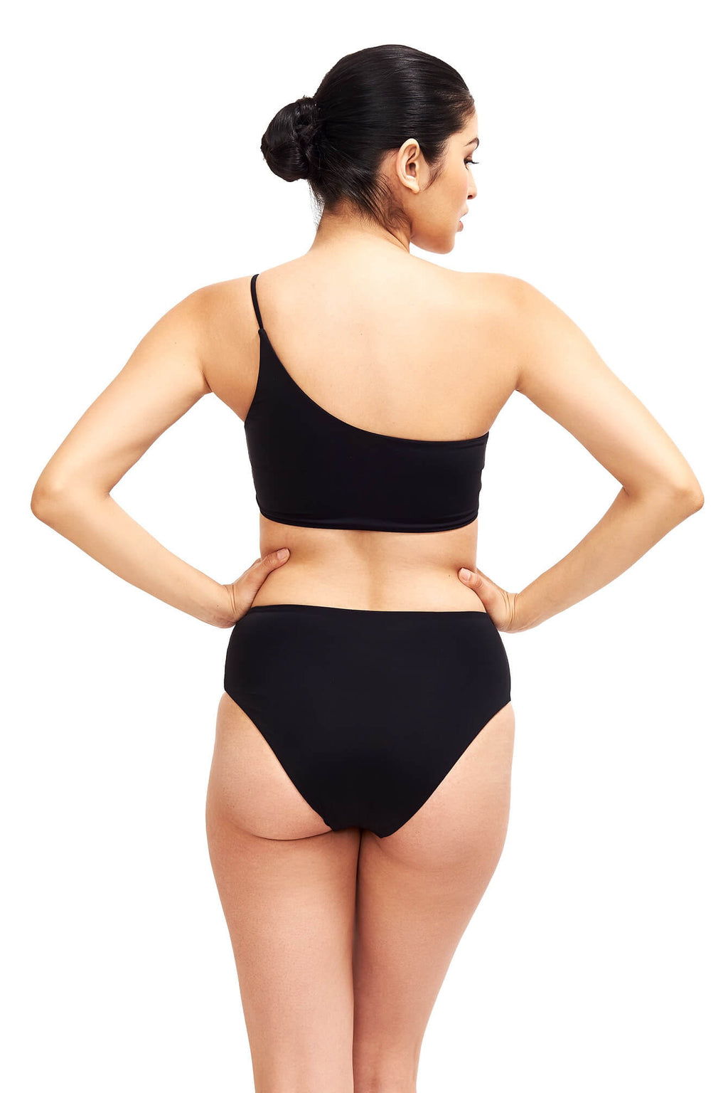 Serena One Shoulder Bikini Top Black