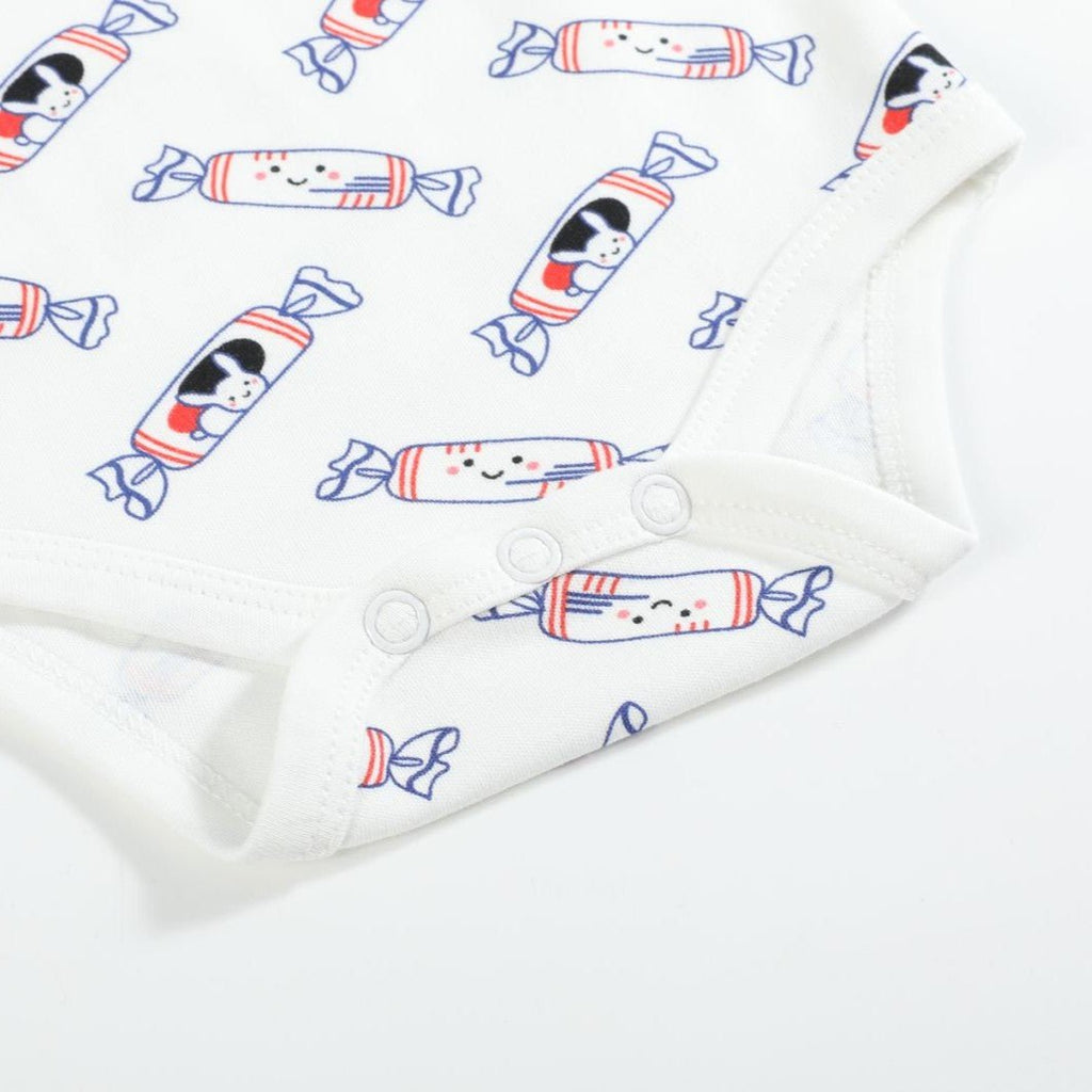 Organic Cotton Baby Onesie - White Bunny Candy