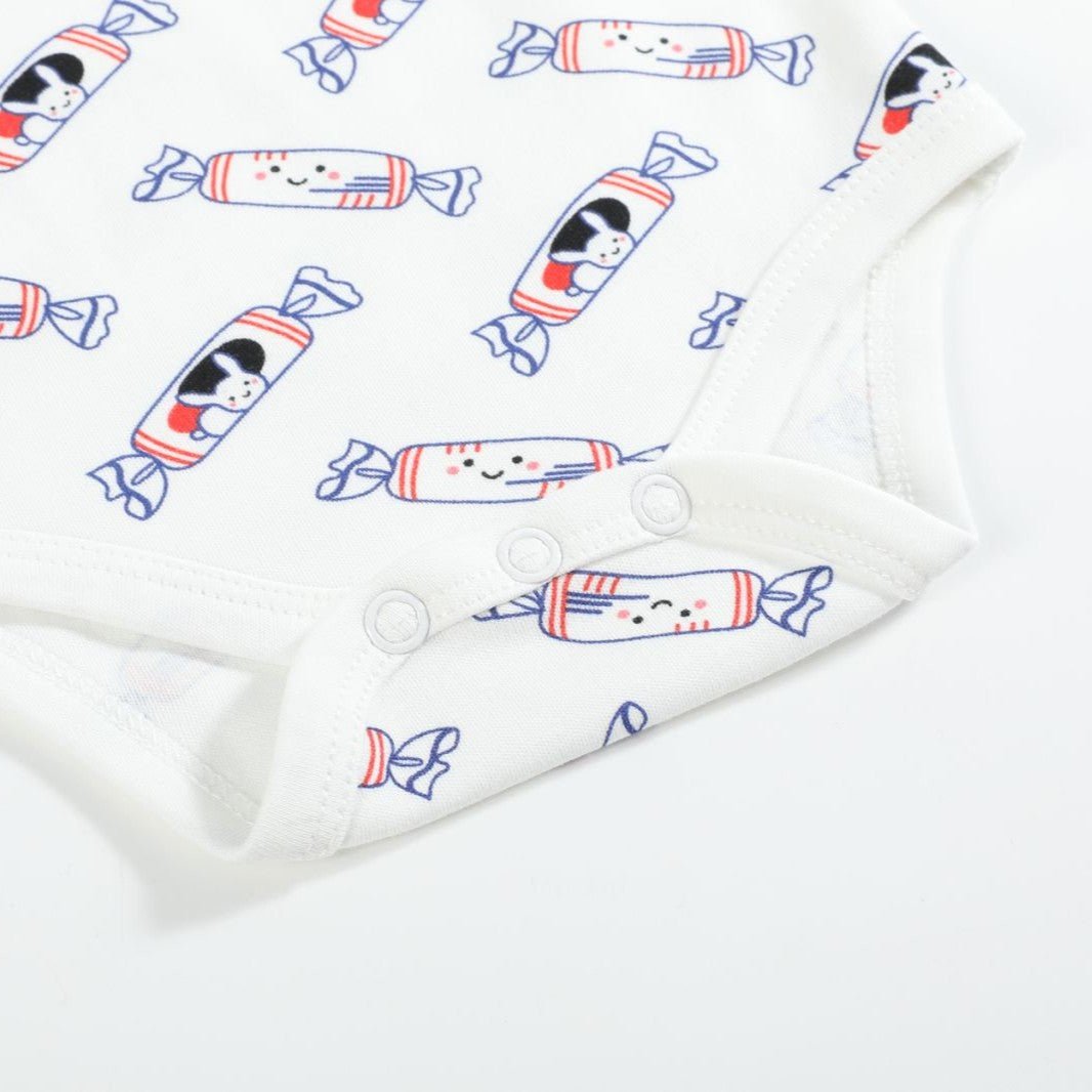 Organic Cotton Baby Onesie - White Bunny Candy