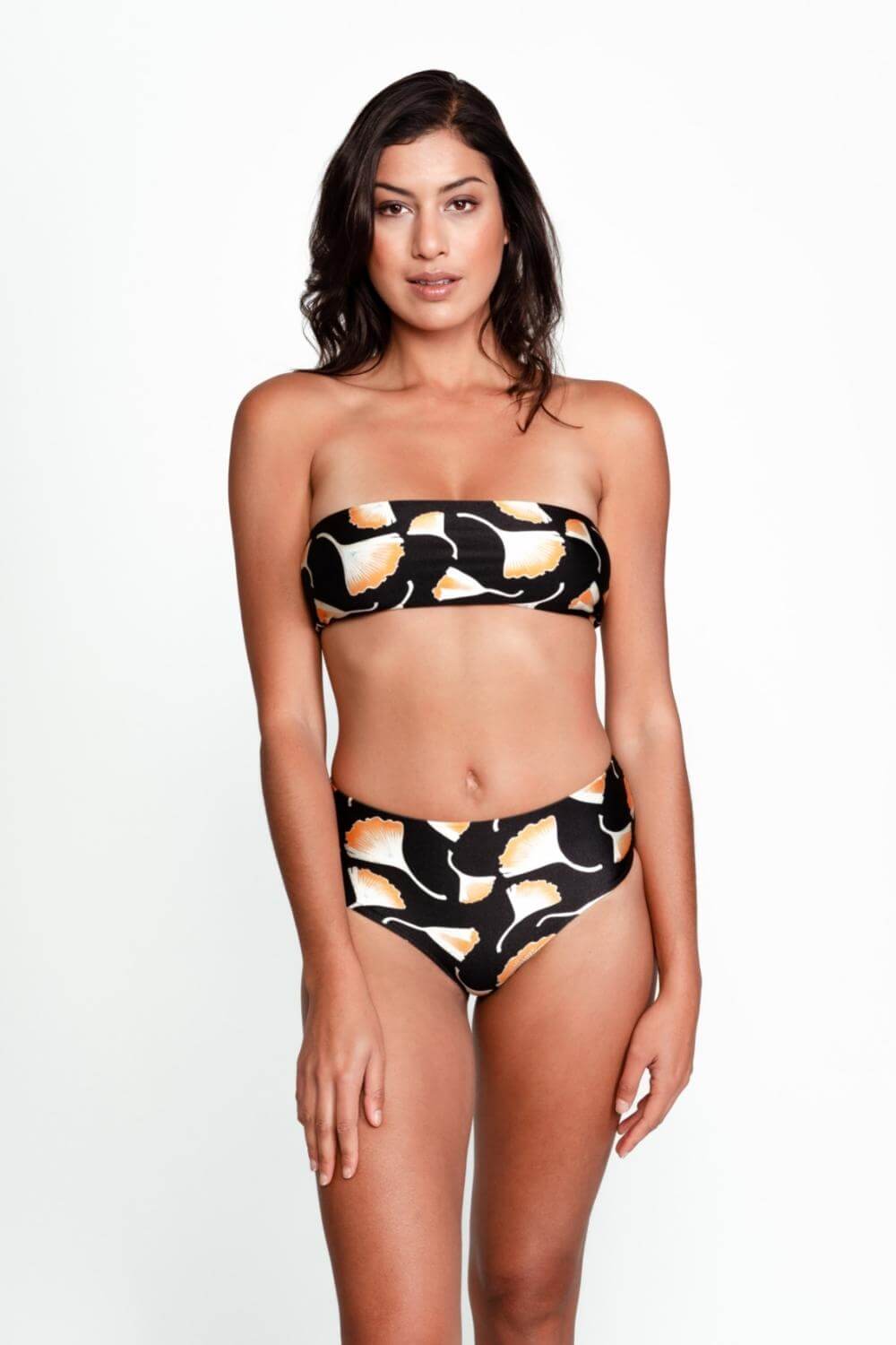 Serena Mid-Rise Bikini Bottom in Ginkgo Black