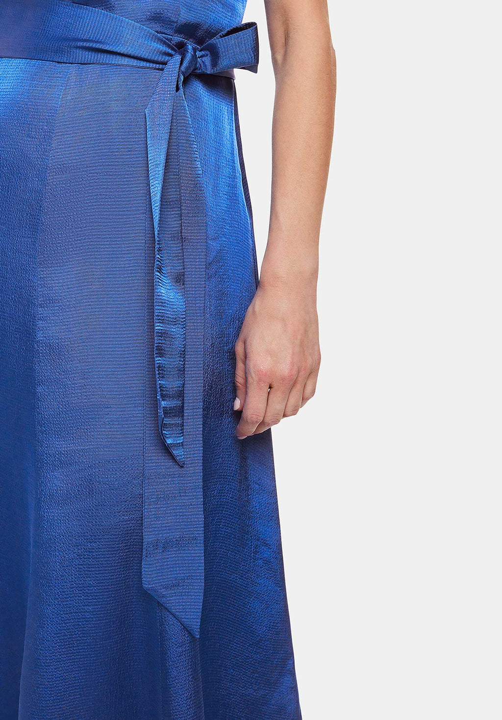 Arie Hammered Satin Midi Dress 38366 Cobalt-Blue