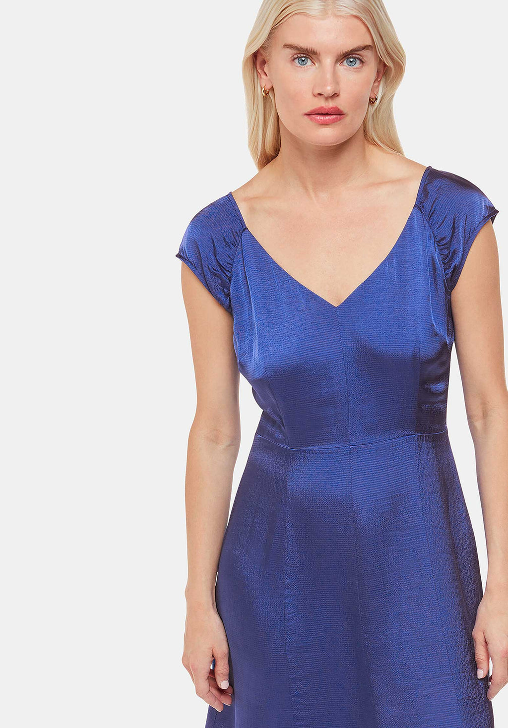 Arie Hammered Satin Midi Dress 38366 Cobalt-Blue