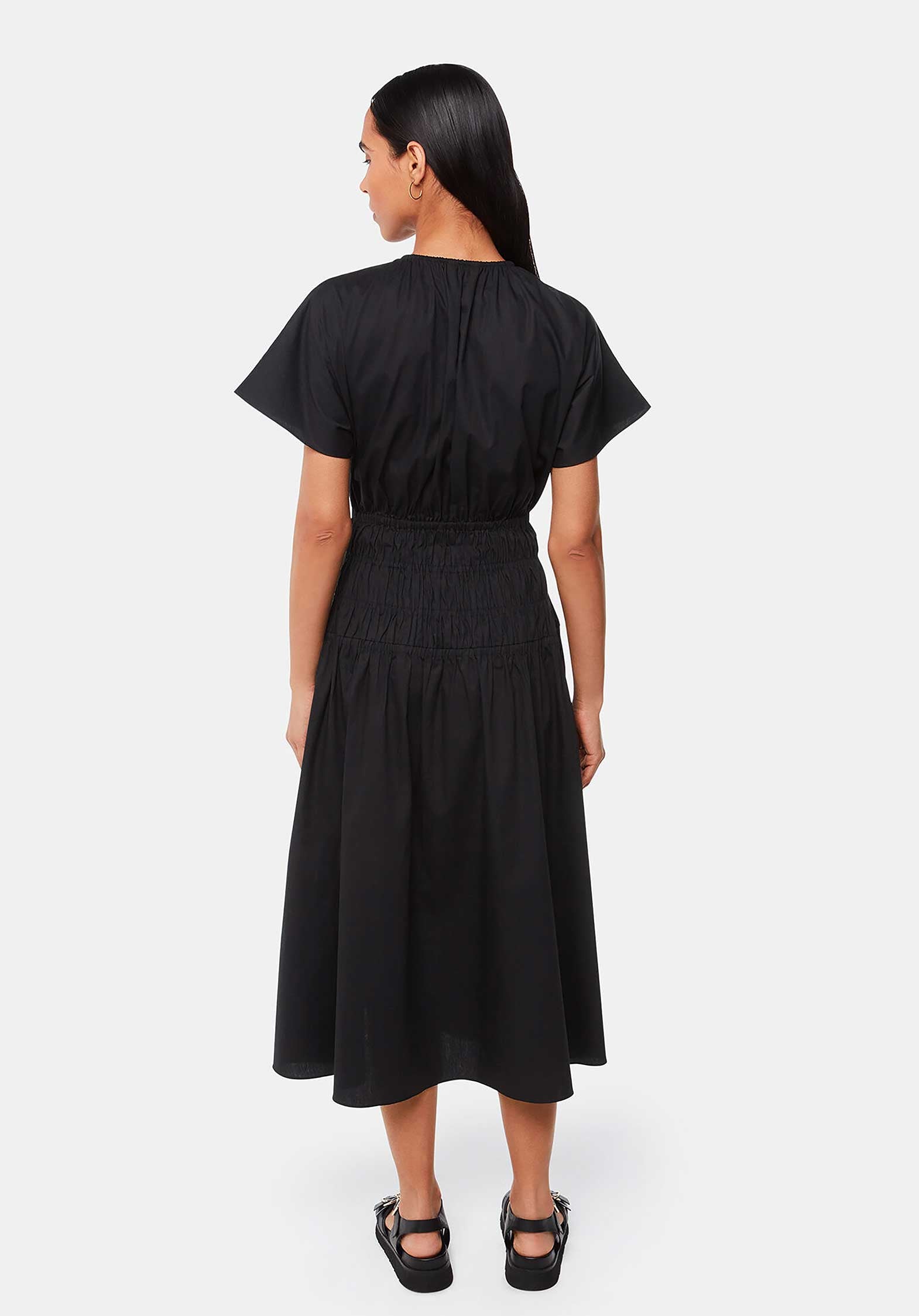 Poplin Shirred Dress 38491 Black