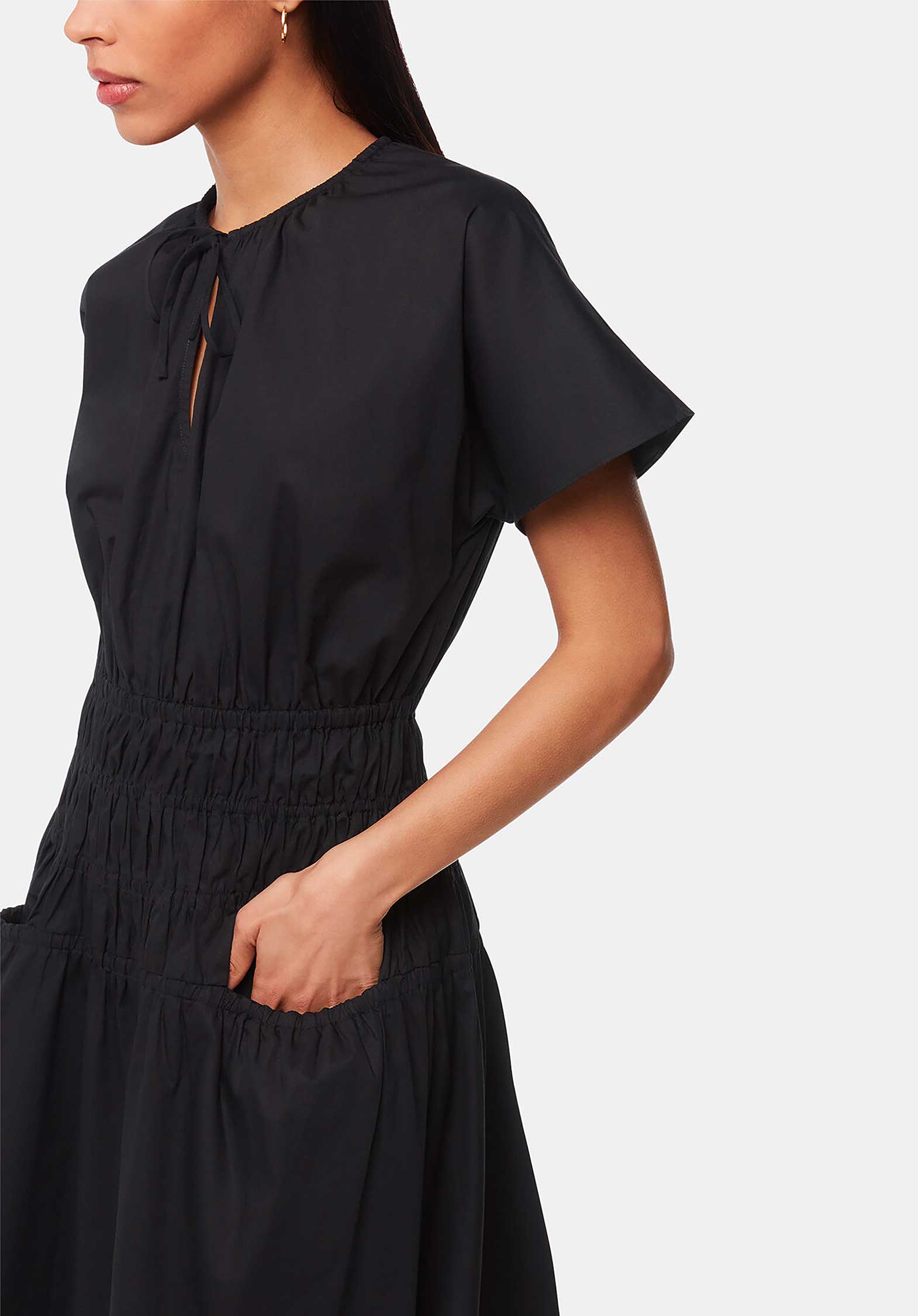 Poplin Shirred Dress 38491 Black