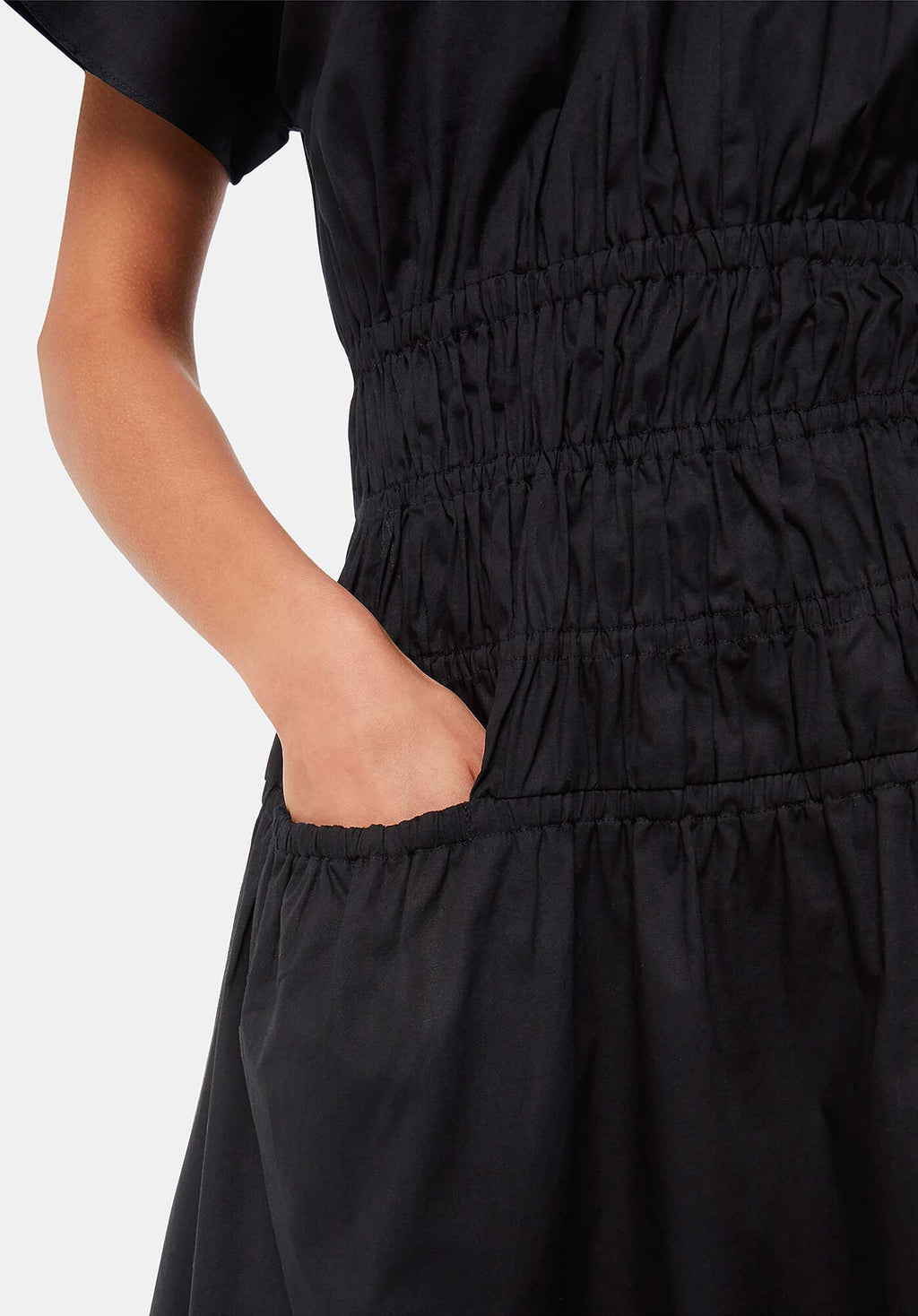 Poplin Shirred Dress 38491 Black