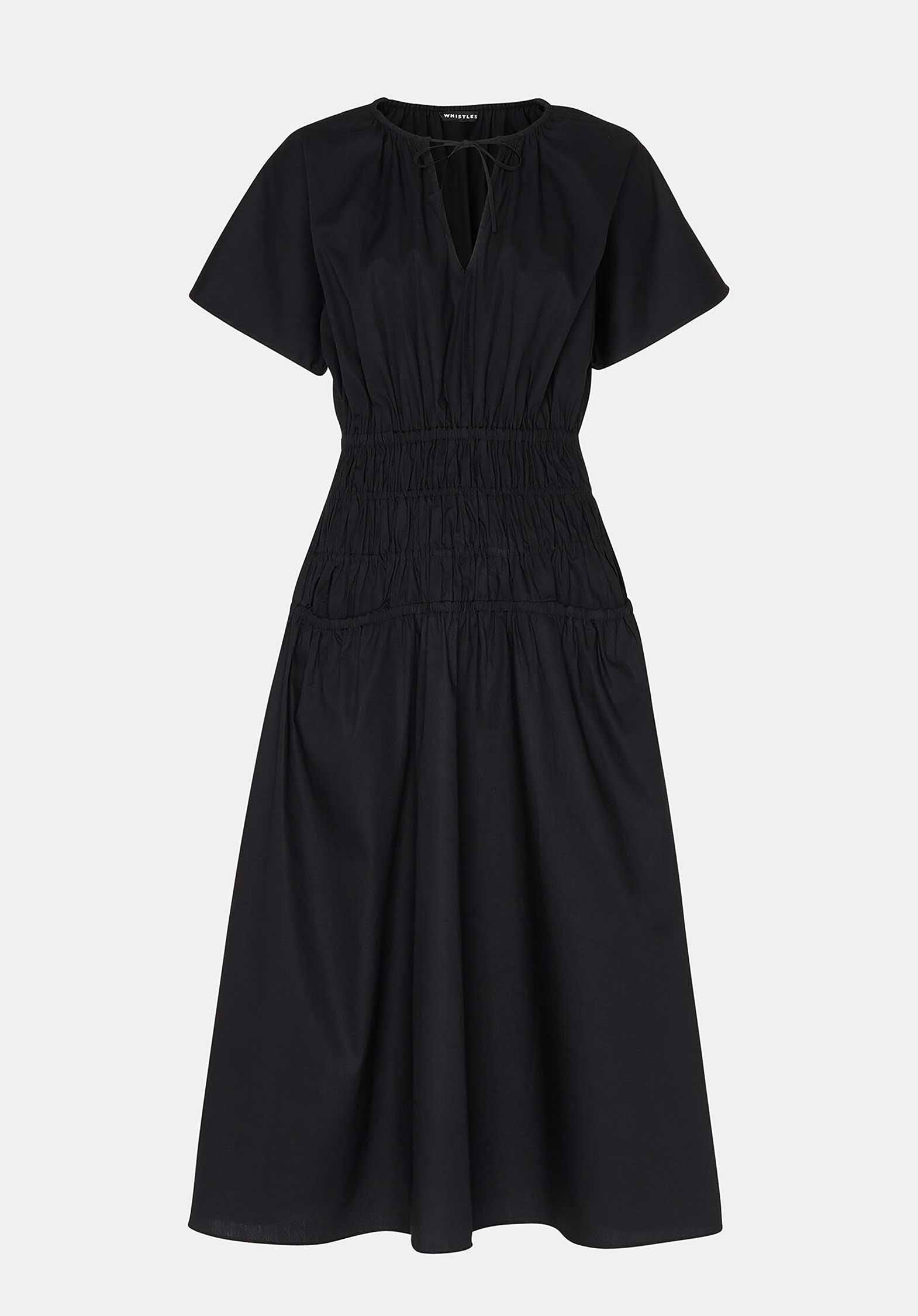 Poplin Shirred Dress 38491 Black