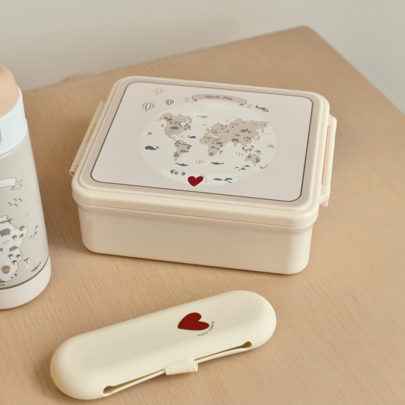 World Map Lunch Box with thermal food jar