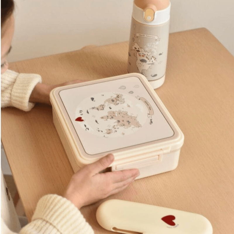 World Map Lunch Box with thermal food jar